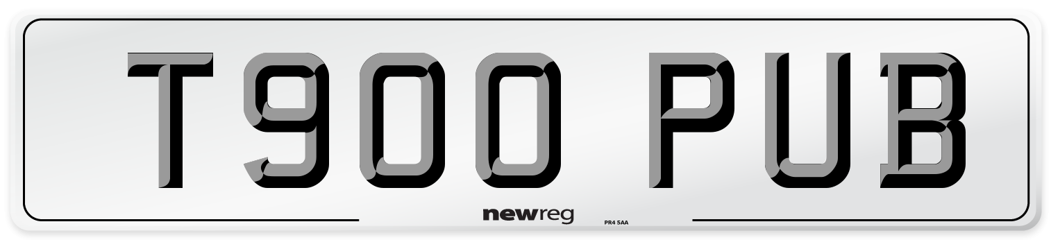 T900 PUB Number Plate from New Reg